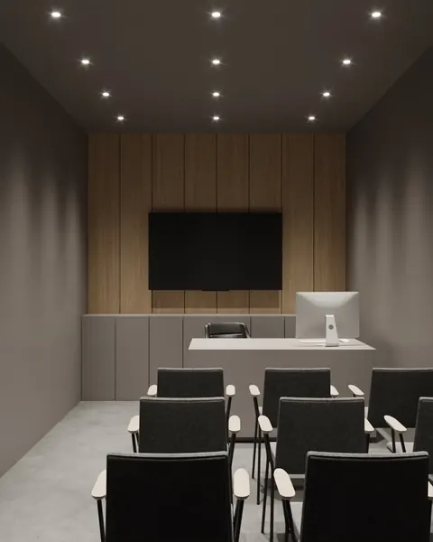 Aula con sedute e schermo per incontri e consulenze